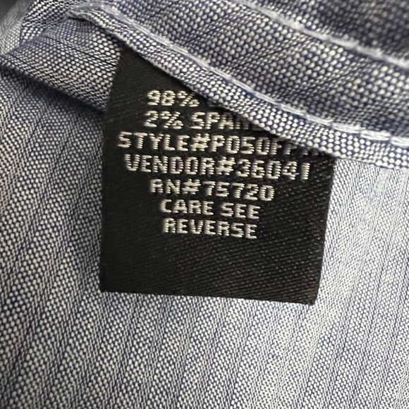 Outpost Makers Mens Large Blue Chambray Micro Stripe Long Sleeve Button Shirt - Picture 6 of 7